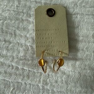 Anthropologie Gold Hoop Earrings with Amber Accents